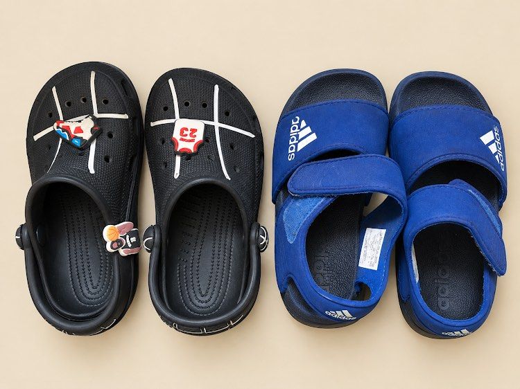 ‎Kids Crocs & Adidas Sandals Bundle (Category: Babies & Kids Fashion) located in Cavite. Submitted by rareclothing.ph (Listing ID 1464876677, Image 1). Description: -150 set bundle ‎- Bundle includes black Crocs with basketball court lines and basketball Jibbitz. ‎- Also includes blue Adidas sandals with adjustable velcro straps. ‎- Ideal for casual wear and active playtime. ‎- Ready for a new home! ‎.