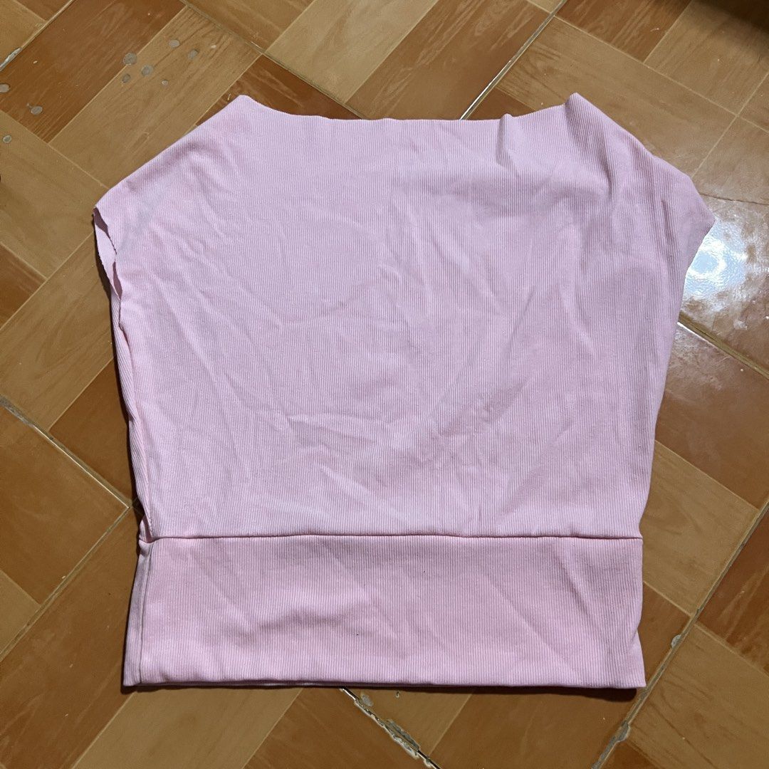 Knitted asymmetrical top (baby pink) (Category: Blouses) located in Imus. Submitted by yanaxiesights (Listing ID 1464873511, Image 2). Description: 𑣲⋆ baby pink knitted off shoulder asymmetrical top ! 𑣲⋆ never used / brand new ! rfs: decluttering — ᨳଓ . lalamove, strictly payment first ! 📍 Cavite.