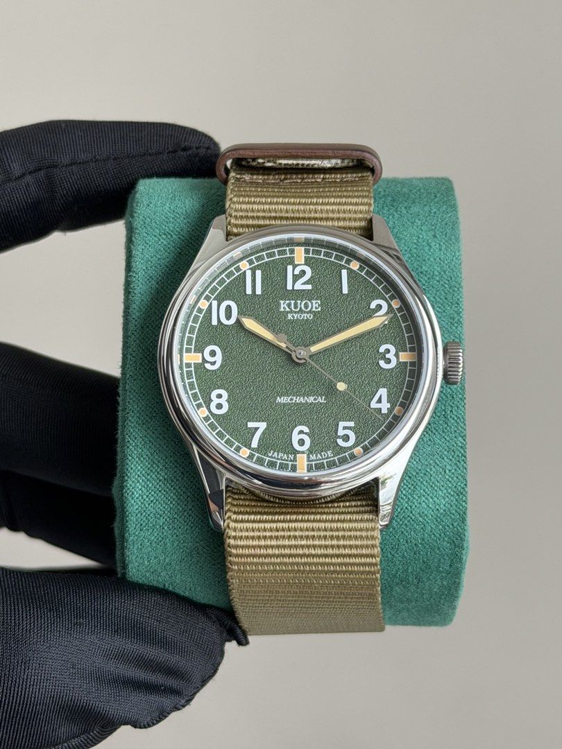 KUOE Old Smith 90-002 Green Dial Automatic 38mm (Category: Men's Watches) located in Pasig City. Submitted by kjeldran00 (Listing ID 1464794013, Image 1). Description: KUOE Old Smith 90-002 Green Dial Automatic 38mm Condition: 9.5/10 Inclusions: Outer Sleeve, Watch Box, Hangtag, Nato strap, Leather strap, Manual, and Warranty Card Specifications: Automatic with hand winding Japanese Caliber NH38 Case Diameter: 38mm Case Thickness: 11.8mm Sapphire