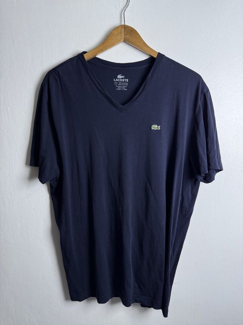 Lacoste men v neck tee (Category: Tshirts & Polo Shirts ) located in Daraga. Submitted by mirandillaadrian (Listing ID 1464902839, Image 1). Description: Authentic Issue last 3 pic hole 22.5x29.5 Ganda pa sana nito.