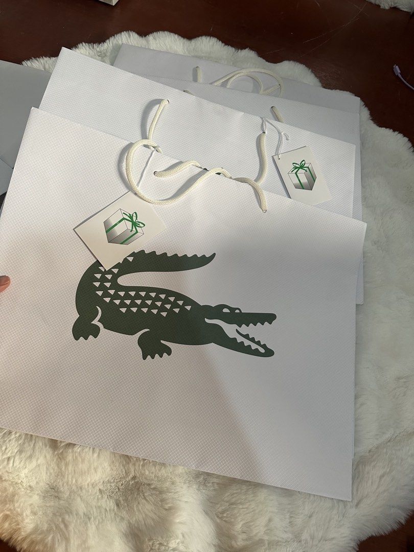 LACOSTE PAPERSBAGS (Category: Purses & Pouches) located in Quezon City. Submitted by closetpurgebyw (Listing ID 1464921454, Image 3). Description: Small-200 Big-300 💯 AUTHENTIC *RFS- decluttering .