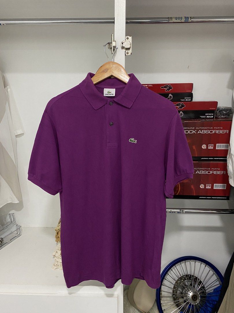 Lacoste Purple Polo Shirt Size 5 Devanlay (Category: Tshirts & Polo Shirts ) located in Talisay. Submitted by locsinsteven (Listing ID 1464837406, Image 1). Description: - Brand: Lacoste (by Devanlay) - Color: Purple (Solid) - Size: 5 - Material: 100% Cotton - Features: Classic collar with 2 front buttons, short sleeves, iconic green crocodile logo on the chest - Condition: Excellent pre-loved / quality assured - Mode of Payment: GCash, BPI, or B