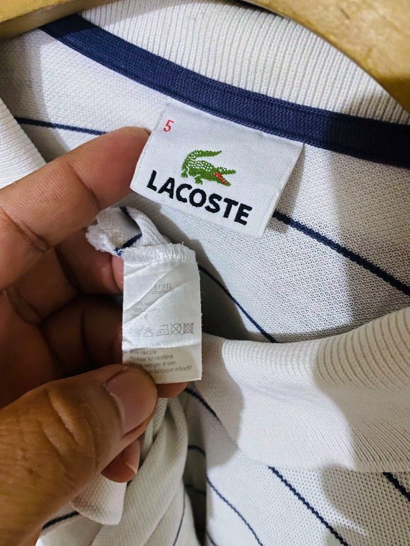 lacoste stripe (Category: Tshirts & Polo Shirts ) located in General Santos City (Dadiangas). Submitted by samirabdul00691 (Listing ID 1464936656, Image 3). Description: BRAND➡️ lacoste SIZE➡️ 5 large DIMES➡️w21.5/L28 CONDITION➡️exclent COLOR RATE➡️9.7/1 no issue.