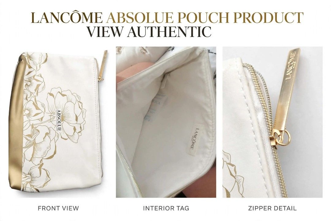 Lancôme Absolue Pouch (Category: Purses & Pouches) located in Manila. Submitted by roseannlmn66895 (Listing ID 1464824922, Image 1). Description: *Lancôme Absolue Pouch - Authentic GWP - ₱199 Authentic GWP from ₱18k Absolue cream. Issue: bakbak sa gilid. Zipper smooth, working amazing. 📍 Manggahan Pasig.