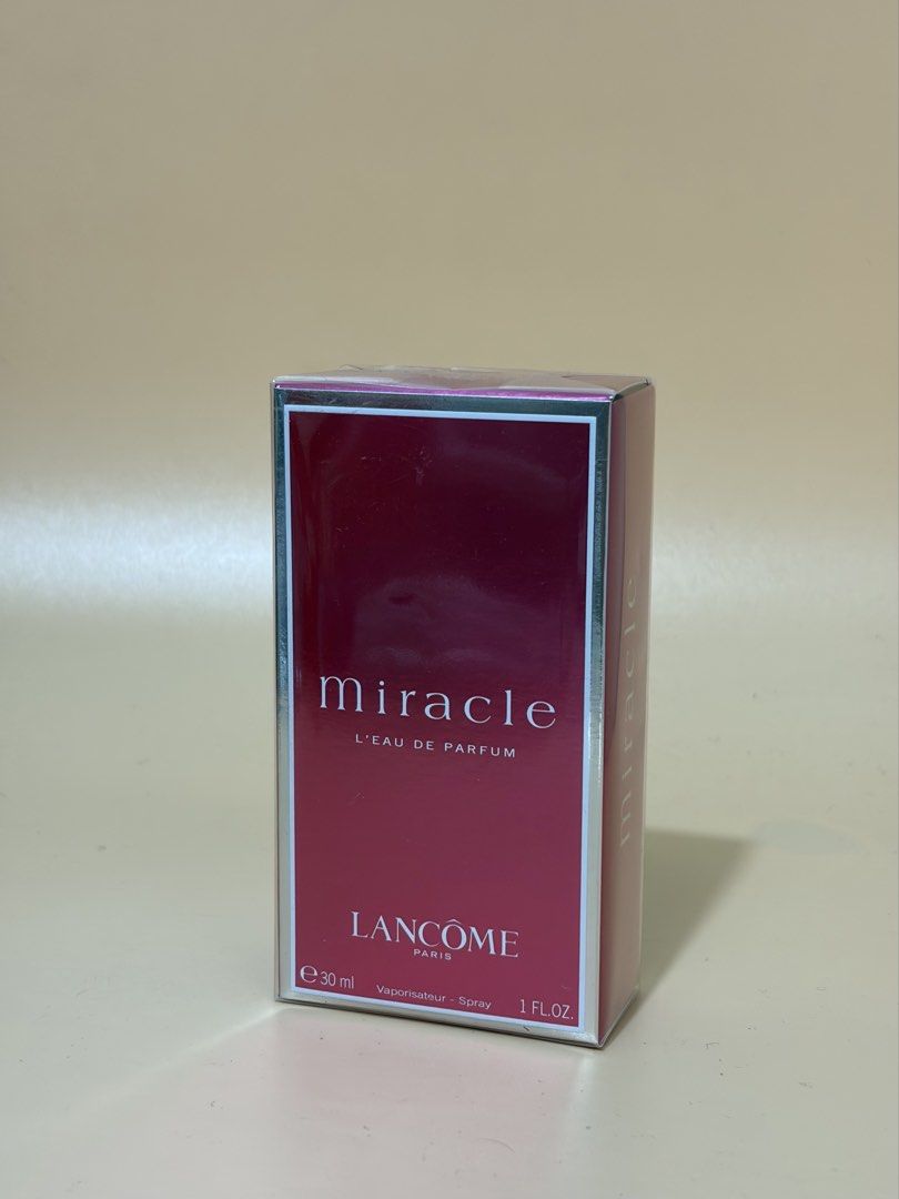 Lancôme Miracle EDP 30ml sealed (Category: Fragrance & Deodorants) located in Valenzuela. Submitted by ariaxmommy (Listing ID 1464929151, Image 1). Description: - Brand: Lancôme Miracle Eau de Parfum - Size: 30ml / 1 fl. oz. - Format: Spray Vaporisateur - Origin: Made in France - Condition: Brand new, sealed in original pink plastic-wrapped box - Authenticity details: Batch code on bottom, barcode and full ingredients list on back.