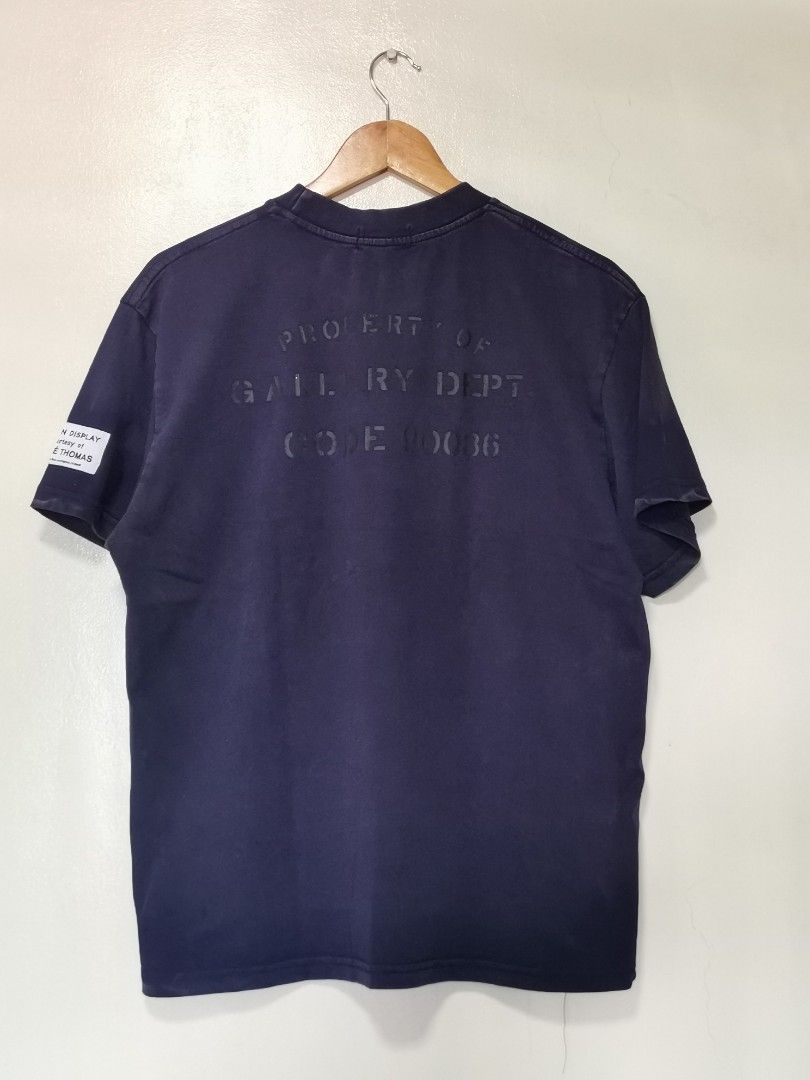 LANVIN x GALLERY DEPT. Paint Splatter shirt (Category: Tshirts & Polo Shirts ) located in Makati City. Submitted by south_culture (Listing ID 1464837577, Image 3). Description: LANVIN x GALLERY DEPT. Collaboration Dark navy with heavy wash vintage treatment Multi-colored paint splatter effect, and 'Property of Gallery Dept. Code 0036' back graphic Dimes: 22.5Wx27L Issue/s: None.
