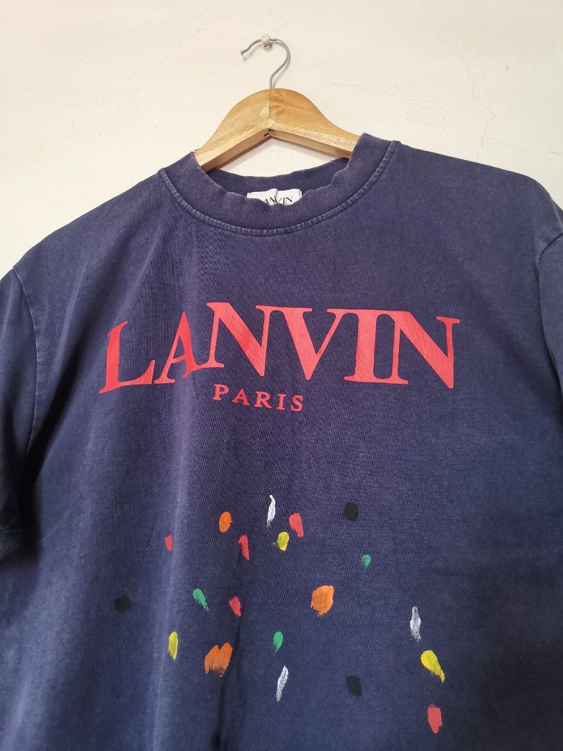 LANVIN x GALLERY DEPT. Paint Splatter shirt (Category: Tshirts & Polo Shirts ) located in Makati City. Submitted by south_culture (Listing ID 1464837577, Image 2). Description: LANVIN x GALLERY DEPT. Collaboration Dark navy with heavy wash vintage treatment Multi-colored paint splatter effect, and 'Property of Gallery Dept. Code 0036' back graphic Dimes: 22.5Wx27L Issue/s: None.