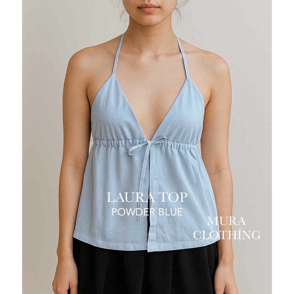 LAURA LINEN TOP (powder blue) (Category: Others Tops) located in Marikina City. Submitted by jeliie (Listing ID 1464889636, Image 2). Description: no issue s- m size di pa nasuot.