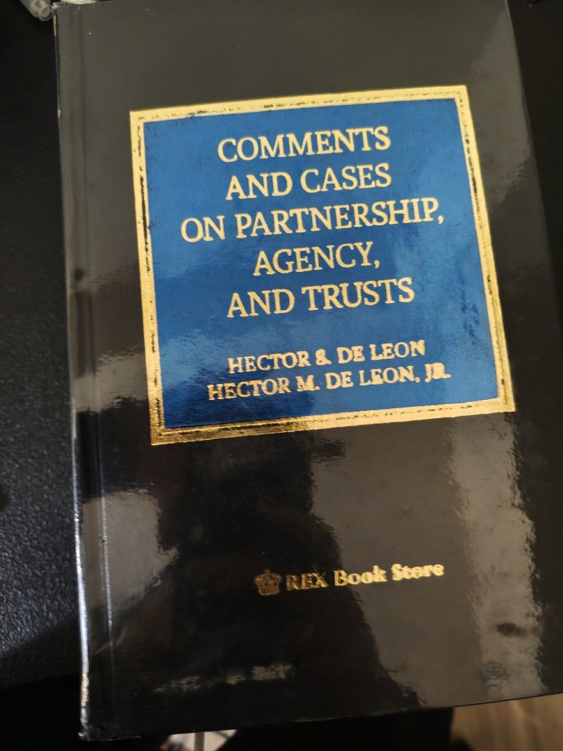Law Books (2nd Year Bundle) (Category: Textbooks) located in Quezon City. Submitted by minellona (Listing ID 1464798210, Image 2). Description: Take all as a bundle for P800 each only, P2400 with shipping at buyer's expense Individual Book Prices Comments and Cases on Succession by De Leon- 875 Comments and Cases on Partnership, Agency and Trusts by De Leon- 975 Environmental and Natural Resources Law by Benito- P1000 MoP: e-wallet (DM for detail