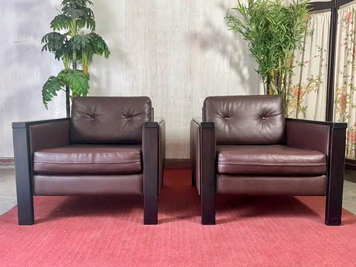 Leather Lounge Armchairs Solid Wood Accent 24”L x 30”W x 16”SH Php 11,500 for 2 (Category: Other Home Furniture) located in Malolos. Submitted by shaishai30 (Listing ID 1464771809, Image 2). Description: .