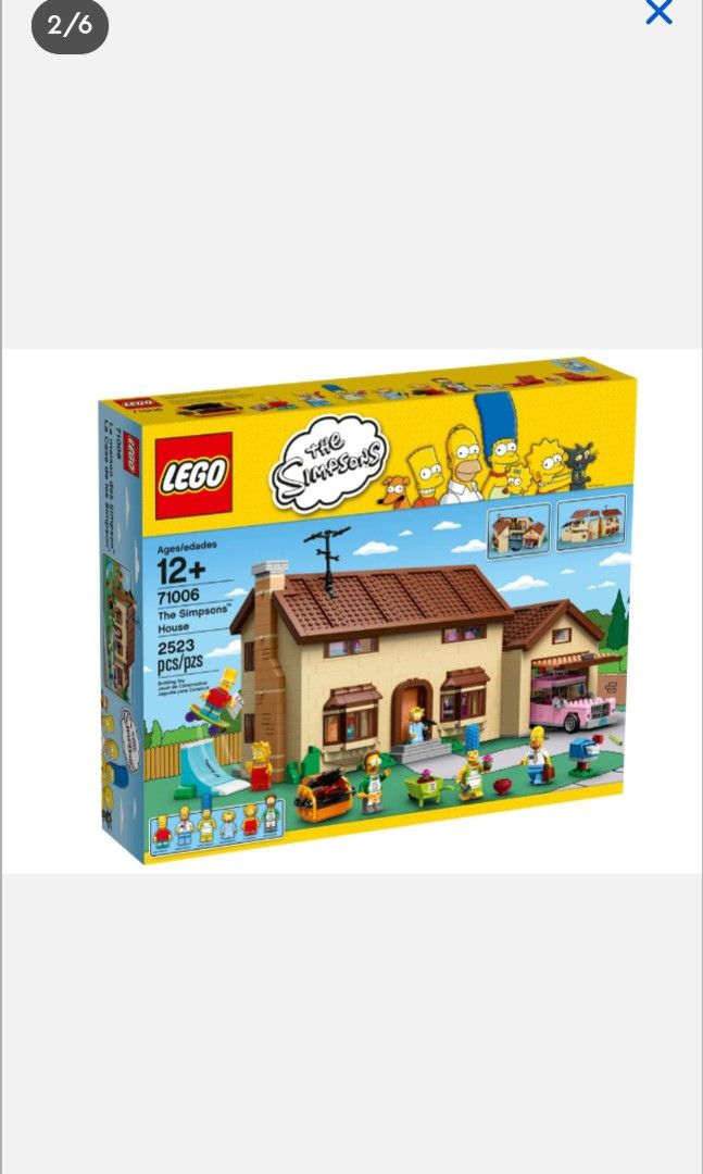 LEGO 71006 The Simpsons House (Category: Lego & Building Sets) located in Quezon City. Submitted by 8elc8 (Listing ID 1464961056, Image 1). Description: - Brand new and factory sealed authentic Lego, retired product - Includes 2,523 pieces - Comes with 6 minifigures: Homer, Marge, Bart, Lisa, Maggie, and Ned Flanders - Features the iconic pink family car, garage, and fully furnished interior rooms (living room with couch, a purple piano, kitchen 