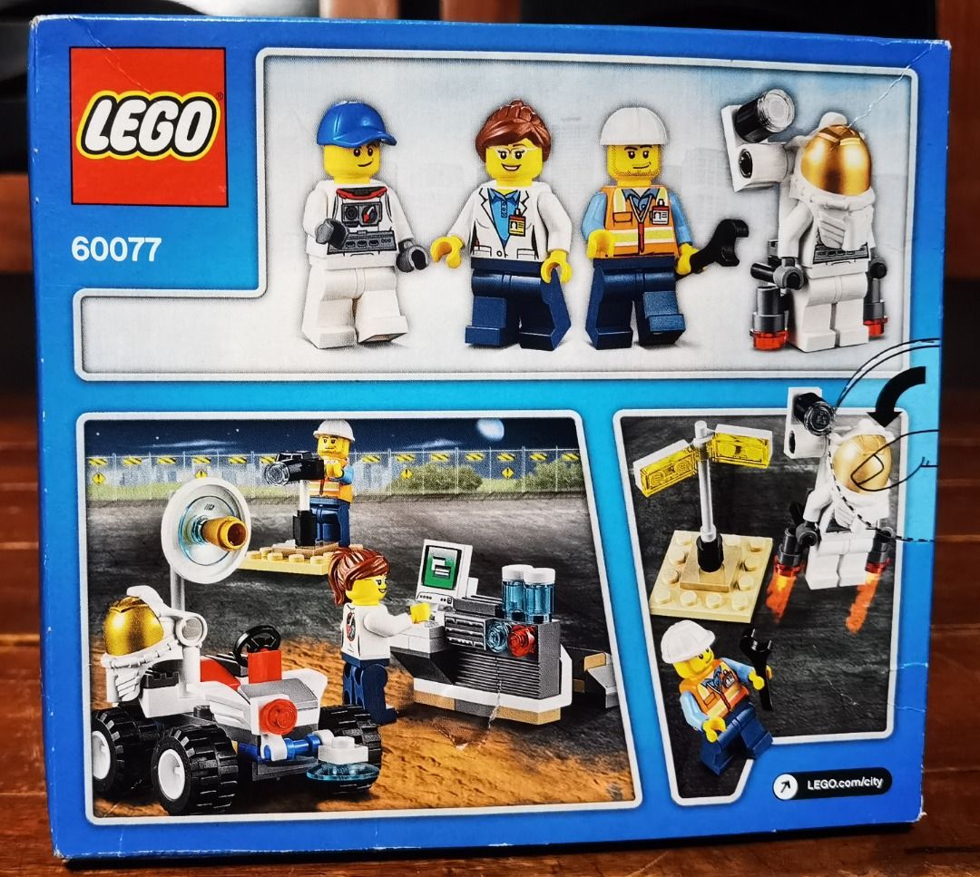 LEGO City Space Starter Set 60077 (Category: Lego & Building Sets) located in Marikina City. Submitted by ericjannie1206 (Listing ID 1464770146, Image 2). Description: - Brand: LEGO City - Model: Space Starter Set (60077) - Condition: Brand new, factory sealed, unopened box - Recommended Age: 5 to 12 years - Includes: 4 minifigures (astronaut, technician, scientist, and worker) - Builds: Space rover, computer console, camera stand, and space sign