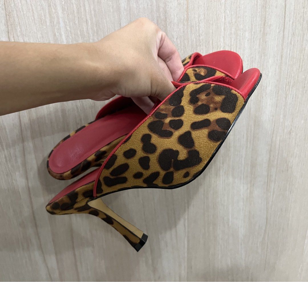Leopard Print Red Trim Stiletto Heels (Category: Heels) located in Quezon City. Submitted by princesssparklee (Listing ID 1464936563, Image 2). Description: - size 37, 23.5cm - tried on only, never used - nego - rfs: sized up because i thought they run small but are actually true to size.