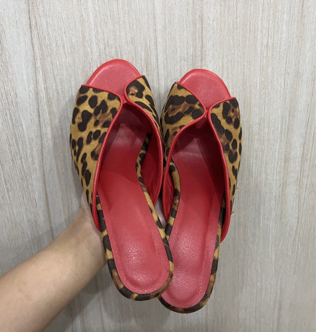 Leopard Print Red Trim Stiletto Heels (Category: Heels) located in Quezon City. Submitted by princesssparklee (Listing ID 1464936563, Image 1). Description: - size 37, 23.5cm - tried on only, never used - nego - rfs: sized up because i thought they run small but are actually true to size.