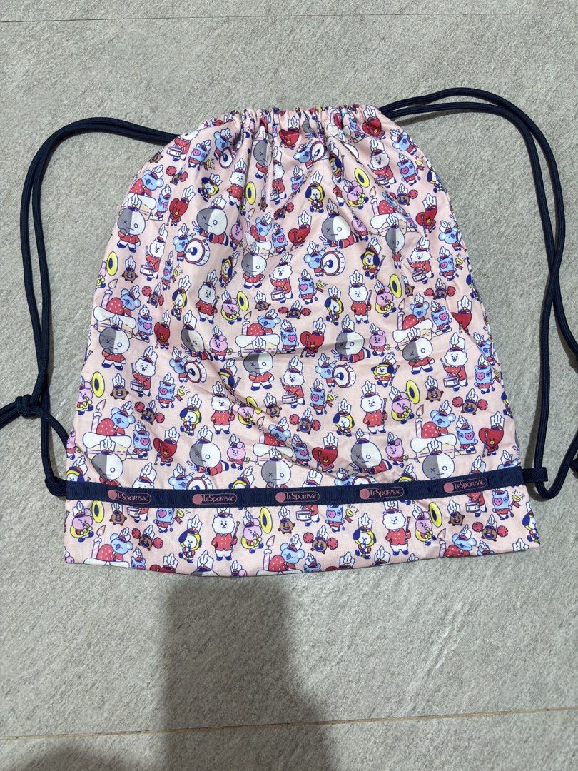 LeSportsac x BT21 Drawstring Backpack (Category: Backpacks) located in Paranaque City. Submitted by dalle_closet (Listing ID 1464814252, Image 2). Description: slightly used pa size: 13.5 x 15 inches.