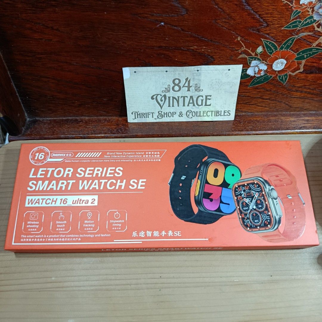 Letor Smartwatch Watch 16 Ultra 2 (Category: Wearables & Smart Watches) located in Las Pinas. Submitted by 84vintage (Listing ID 1464861582, Image 2). Description: Brand new with box. just opened for checking/testing/charging etc. This is a gift so unused. Comes with charger rest and two pairs of Strap. Please see photos. Sold as is where is only..