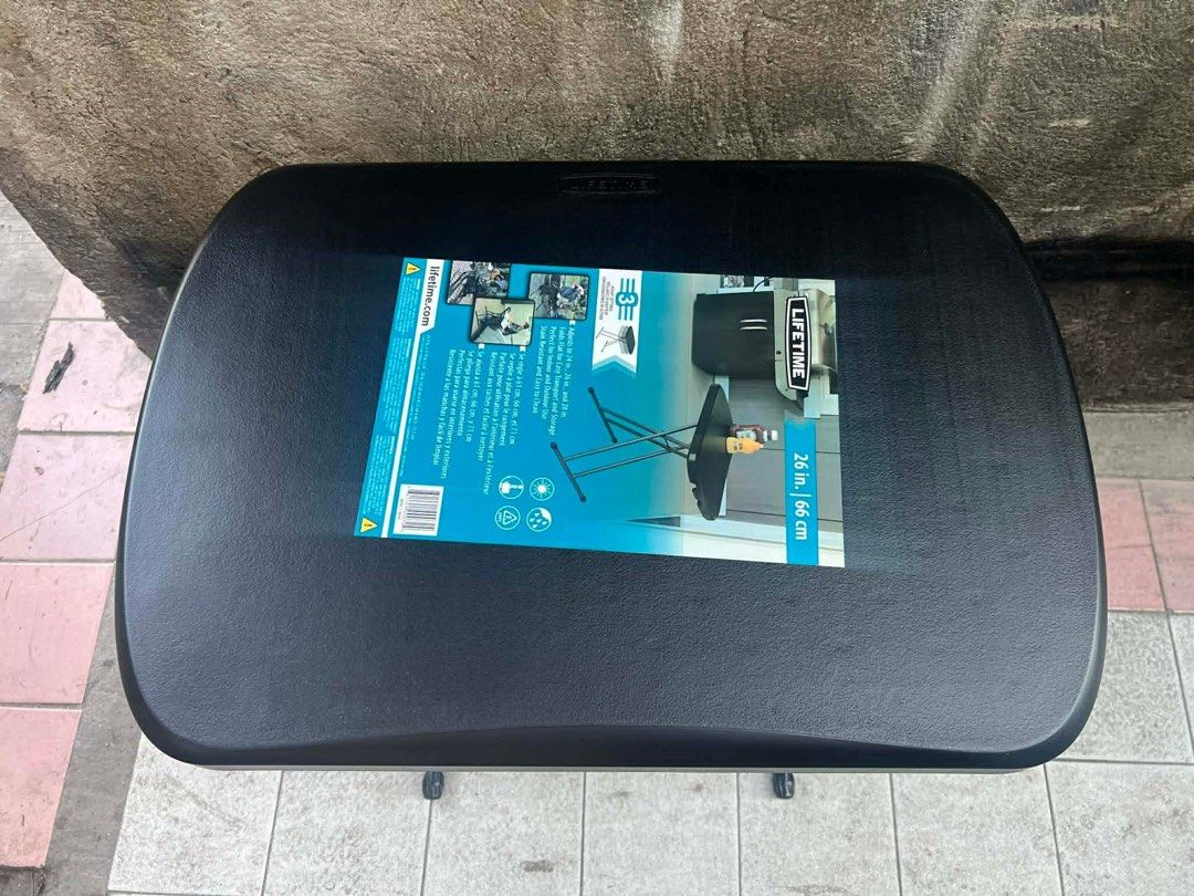 Lifetime Adjustable Height Personal Folding Table (Category: Tables & Sets) located in Marikina City. Submitted by loraineroy1016 (Listing ID 1464825180, Image 2). Description: - Authentic Lifetime personal folding table in clean condition with original sticker - Adjustable height settings for versatile use - Smooth surface with sturdy metal legs and non-slip feet - Folds flat for compact storage and easy transport - Ideal for indoor/outdoor acti
