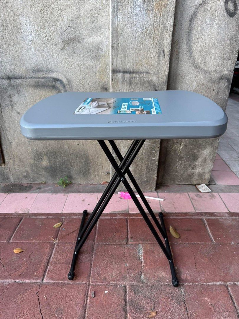 Lifetime Adjustable Height Personal Folding Table (Category: Tables & Sets) located in Marikina City. Submitted by loraineroy1016 (Listing ID 1464825180, Image 3). Description: - Authentic Lifetime personal folding table in clean condition with original sticker - Adjustable height settings for versatile use - Smooth surface with sturdy metal legs and non-slip feet - Folds flat for compact storage and easy transport - Ideal for indoor/outdoor acti