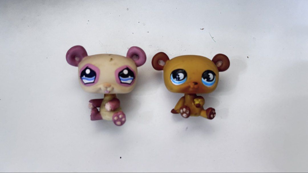 Littlest Pet Shop Panda and Bear Figurines (Category: Designer & Blind Box Toys) located in Quezon City. Submitted by mommyclutter (Listing ID 1464826969, Image 1). Description: Littlest Pet Shop (LPS) figures - Includes 1 adorable panda with pink accents and purple ears - Includes 1 brown bear holding a small yellow piece - Features signature big blue eyes and fun bobblehead action - 100% authentic, smoke-free home, fast shipping across PH.
