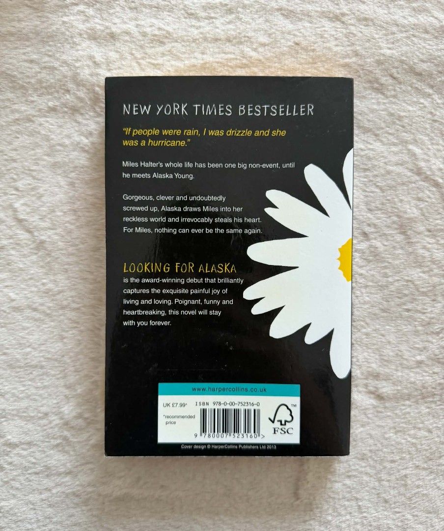 Looking For Alaska - John Green (Category: Storybooks) located in Santiago. Submitted by bookworm_club (Listing ID 1464836126, Image 2). Description: 📚no cancellation, return or exchange. 📚secondhand books. some books are in good condition while some has minimal flaws (foxing, creases, dog-eared pages, etc.) 📚reasonable haggling is allowed. 💰MOP: For same day pickup - CASH & BANK TRANSFER For shipping or scheduled pickup - BANK TRANSFER 🚚MOD