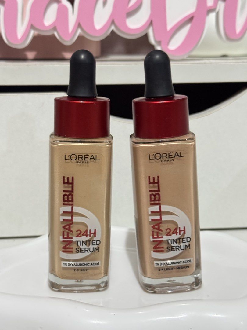 Loreal Infallible Tinted Serum (Category: Makeup) located in Tuguegarao City. Submitted by gracedrop (Listing ID 1464924581, Image 1). Description: 180 each Shade: 2-3 Light 3-4 Light Medium.