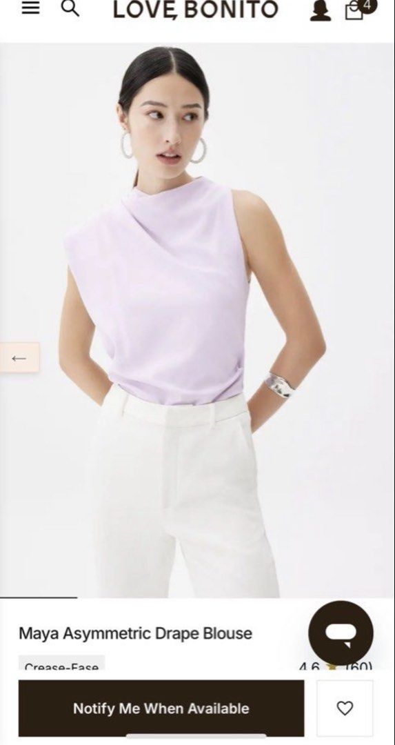 Love Bonito Maya Asymmetric Blouse (Category: Blouses) located in Pasig City. Submitted by baekonnn (Listing ID 1464876801, Image 1). Description: • size XS • pastel color • used once only.