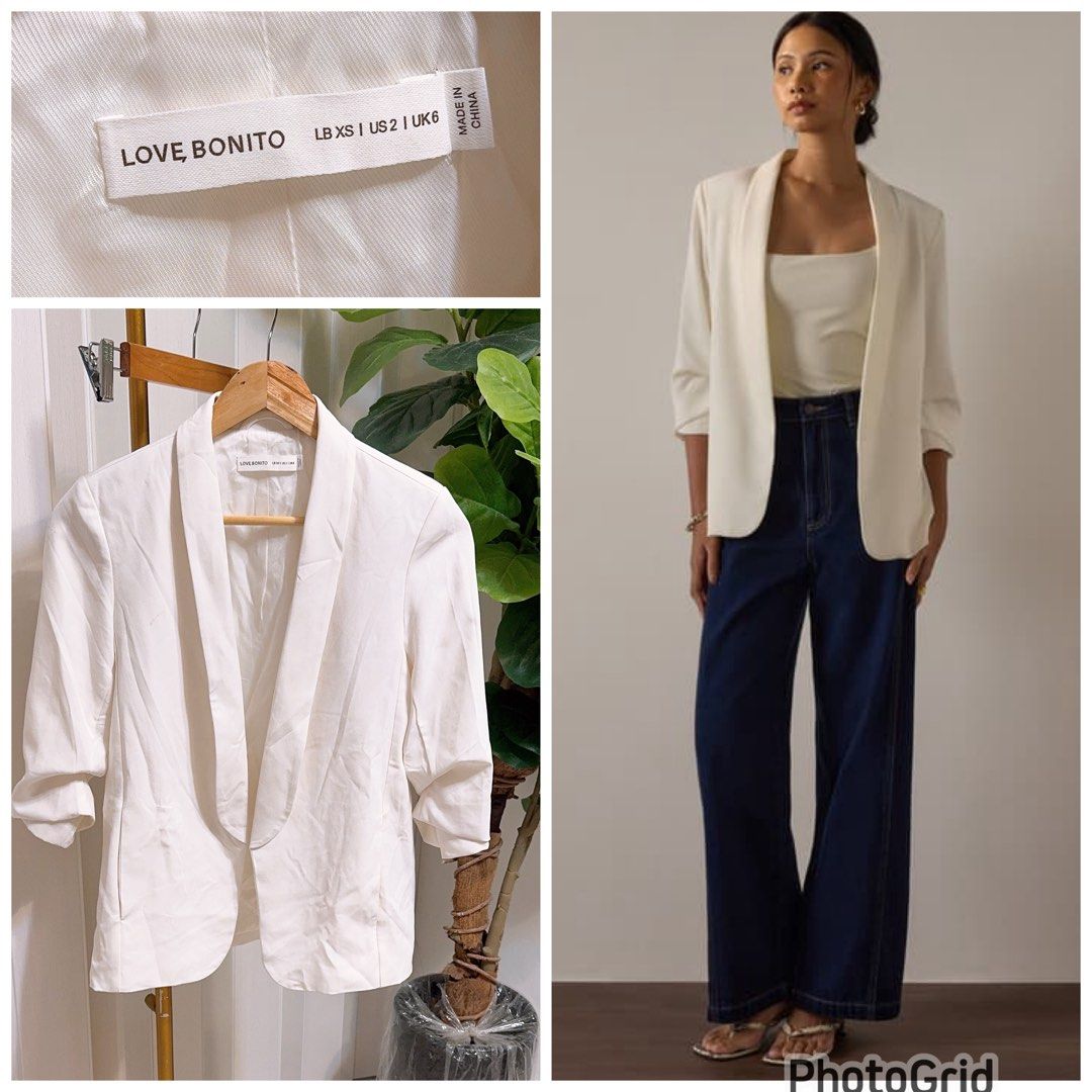 Love Bonito White Blazer (Category: Coats, Jackets and Outerwear) located in Cabanatuan. Submitted by boutiquelouise (Listing ID 1464872286, Image 1). Description: 18x2(36) width 25 inches length.