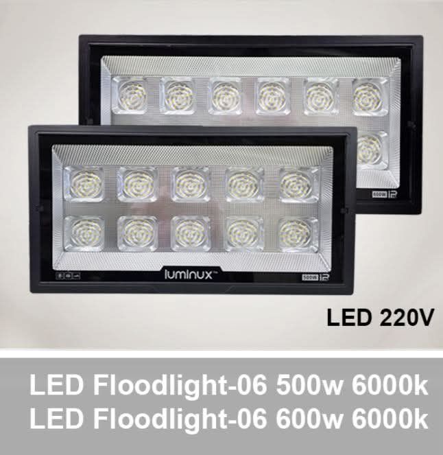 Luminux LED Floodlight 06 500W 600W 6000K (Category: Lighting) located in Manila. Submitted by mightydeer_9dfc3d (Listing ID 1464783780, Image 1). Description: - Brand/Model: Luminux LED Floodlight-06 - Power Options: 500W and 600W - Color Temperature: 6000K (Daylight white) - Voltage: Standard 220V power supply - Build: Heavy-duty black casing for outdoor durability - Lighting: High-intensity rectangular array of individual LED chips.