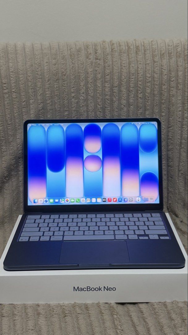 MacBook Neo Indigo w/ Powermac receipt (Category: Laptops & Notebooks) located in Pasig City. Submitted by jimuelradaaa (Listing ID 1464947873, Image 3). Description: ‼️Check 2nd pic for faster reply‼️ 💻 MacBook Neo Indigo 8GB/256GB 🔋 97% battery health | 100 cycle count ✅ Powermac purchased June 20, 2026 🛡️ Warranty until June 19, 2027 📦 Complete box, charger & Powermac receipt ‼️ Please check the last 2 pics for dents ✅ No other issues 🏷️P