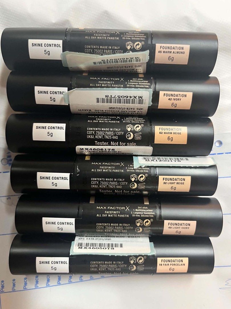 Macfactor Facefinity Panstick Original bundle of 2 for 500 (Category: Makeup) located in Mandaluyong City. Submitted by evrythingonline (Listing ID 1464800787, Image 1). Description: Maxfactor Original Panstick 2 for 500 only Manuf date 2024.