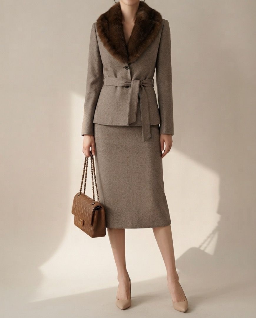 MANGO FUR TWEED BLAZER COAT SPAIN (Category: Coats, Jackets and Outerwear) located in Marikina City. Submitted by minimalistmanila (Listing ID 1464894370, Image 1). Description: MANGO FUR TWEED BLAZER From Spain, tan brown with removable fur and belt. With lining. Fits medium, 17 inches chest and 23 inches length. Old unused stock with label cut. Unique style. Great for travel. Order now! Mine - P3,999 Grab - P4,000 Lock - P4,100 *Skirt not inclu