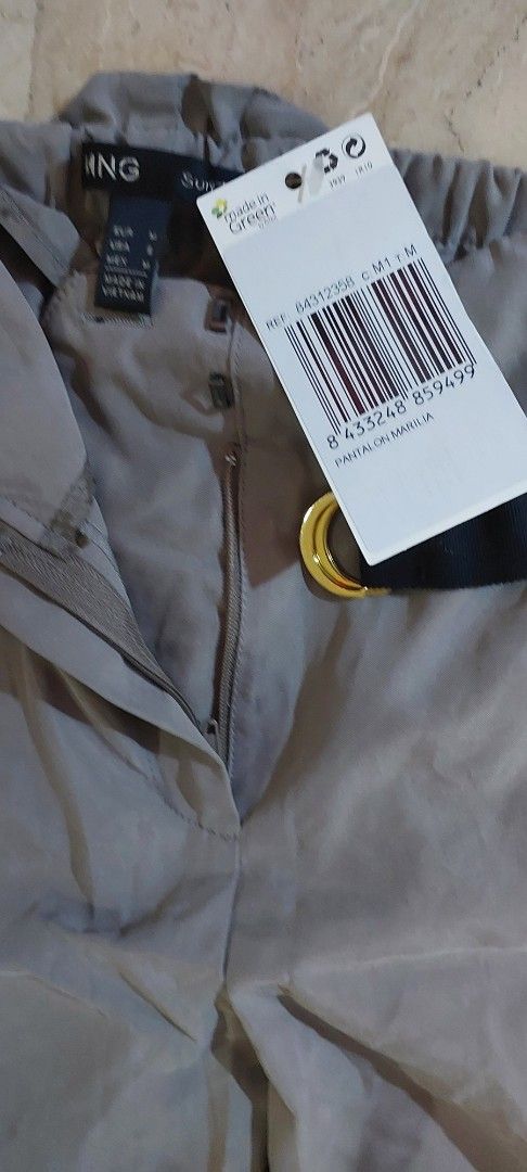 Mango Suit Marilia Trousers Ladies Pants Grey Size M (Category: Other Bottoms) located in Quezon City. Submitted by lisolette (Listing ID 1464785339, Image 2). Description: - Brand: Mango (Marilia trousers) - Condition: Brand new with original retail tags - Size: Medium (M) - Color: Grey - Material: Lightweight fabric - Closure: Front zipper and hook-and-bar - Special Feature: Elastic waistband with attached black belt and gold D-ring buckle bpi 