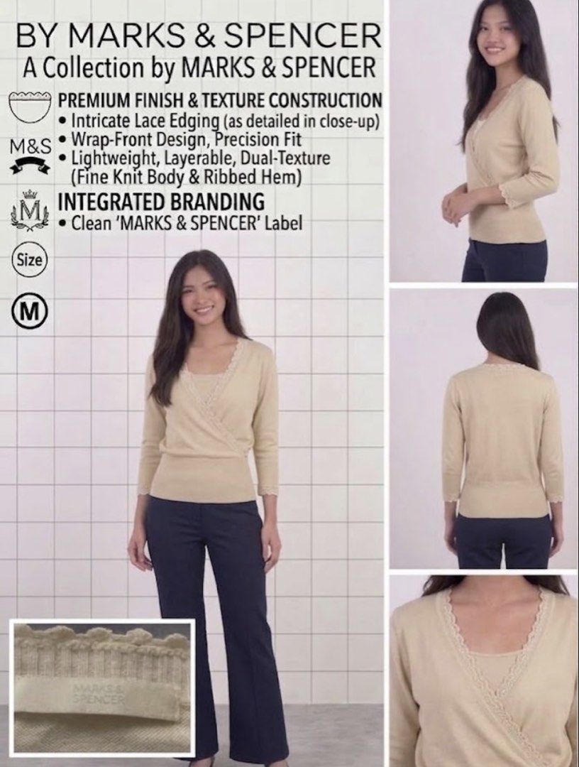 MARK & Spencer - Wrap - Front Cardigan (Size M) (Category: Looking For) located in Paranaque City. Submitted by hershop.sbt (Listing ID 1464858123, Image 1). Description: Wrap Cardigan-01 Size: M Color: Off-White .