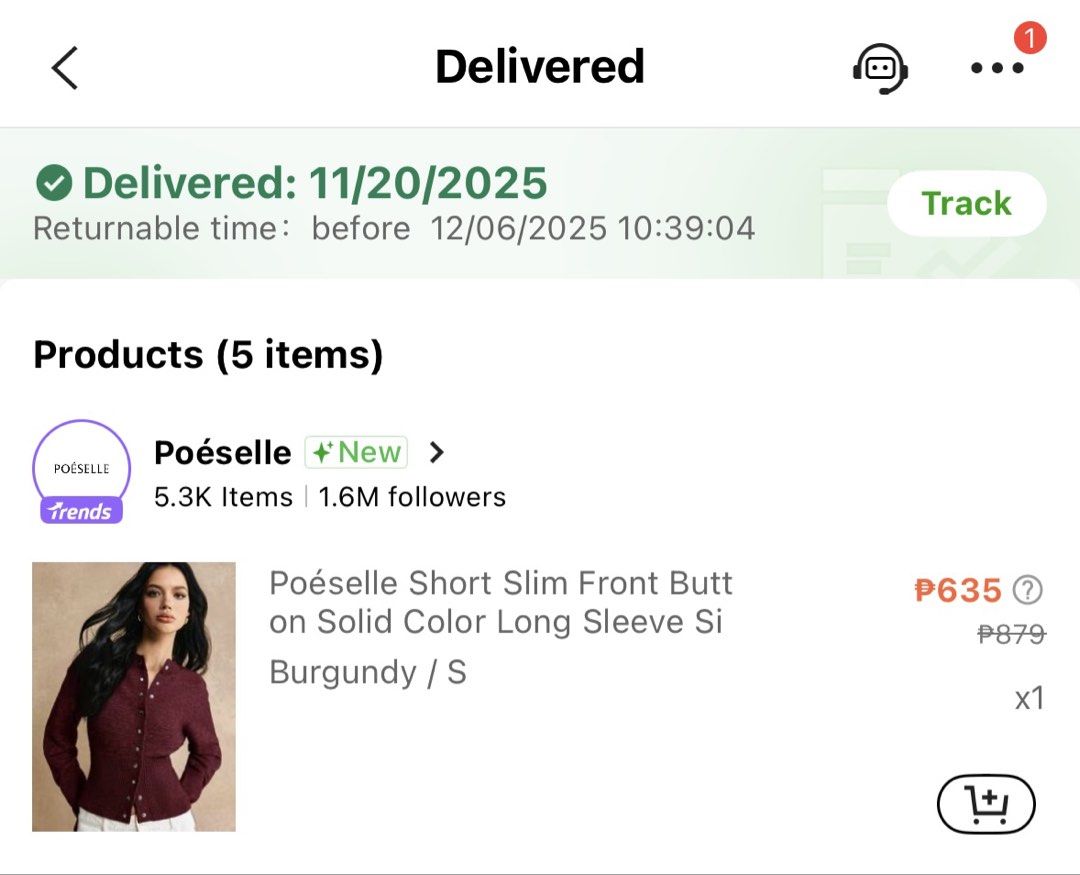 Maroon Cardigan Top (Category: Longsleeves) located in Cabuyao City. Submitted by mcdreamyloveclub (Listing ID 1464773177, Image 2). Description: — Wore twice lang :) — Fits s-m — Color is super pretty! — Bought for 600+.