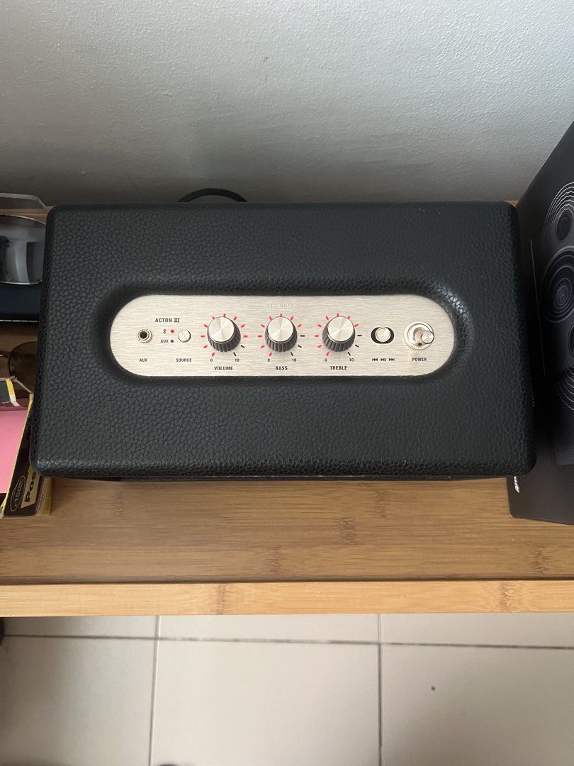 Marshall Acton III Bluetooth Speaker Black (Category: Soundbars, Speakers & Amplifiers) located in Laoag. Submitted by angeloquiocho (Listing ID 1464788391, Image 3). Description: - Model: Marshall Acton III Home Bluetooth Speaker - Color: Black with iconic brass control knobs for volume, bass, and treble - Condition: Clean and fully working unit - Inclusions: Comes with original retail box ( P18,990.00 price tag) - Sound: Room-filling signature 
