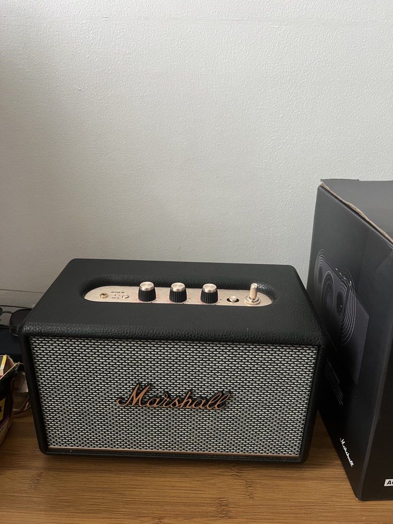 Marshall Acton III Bluetooth Speaker Black (Category: Soundbars, Speakers & Amplifiers) located in Laoag. Submitted by angeloquiocho (Listing ID 1464788391, Image 2). Description: - Model: Marshall Acton III Home Bluetooth Speaker - Color: Black with iconic brass control knobs for volume, bass, and treble - Condition: Clean and fully working unit - Inclusions: Comes with original retail box ( P18,990.00 price tag) - Sound: Room-filling signature 