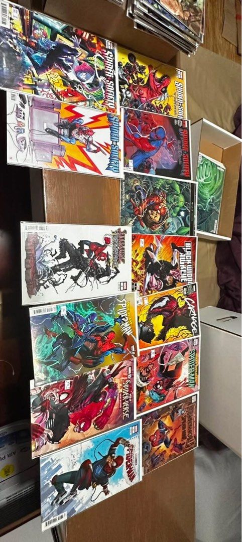 Marvel Spider-Man Comic Books Lot (Category: Comics & Manga) located in Caloocan City. Submitted by saintsss23 (Listing ID 1464852172, Image 1). Description: Spider-man set: Amazing spiderman issue 13 Black widow & Hawkeye issue 3 Carnage issue 6 Miles morals: spider-man issue 20 Murderworld spider-man issue 1 Spider society issue 1 to 4 Spider-verse vs venomverse issue 3 Web of spiderman issue 1 Web of spider - verse new blood issue 1 Your frien