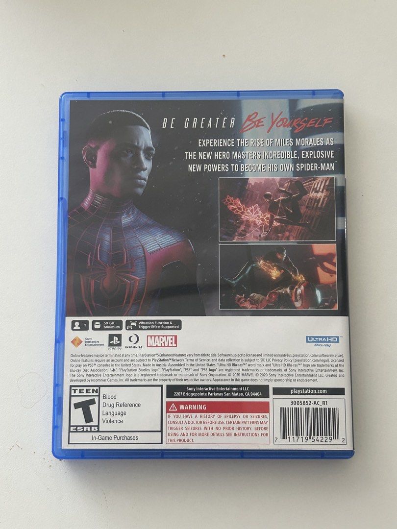 Marvel's Spider-Man: Miles Morales PS5 Game (Category: PlayStation) located in Quezon City. Submitted by water_669 (Listing ID 1464793168, Image 3). Description: - Game: Marvel's Spider-Man: Miles Morales - Platform: PlayStation 5 (PS5) - Condition: Complete with case and disc, ready to play -bought at datablitz -RFS: done playing.