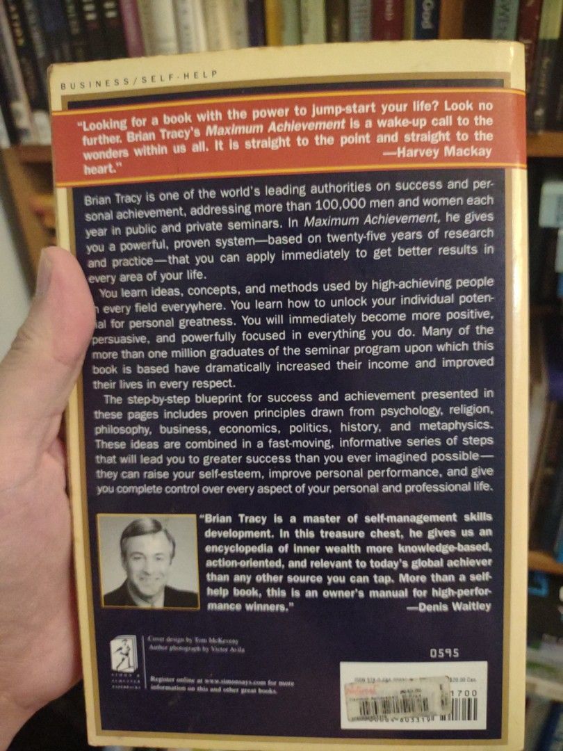 Maximum Achievement by Brian Tracy Paperback Book (Category: Storybooks) located in Manila. Submitted by preloved.christine (Listing ID 1464897670, Image 2). Description: - Title: Maximum Achievement - Author: Brian Tracy - Format: Paperback - Publisher: Simon & Schuster - Genre: Self-improvement / Personal Development - Topics: Goal setting, success principles, and mental mastery - Condition: Good read.