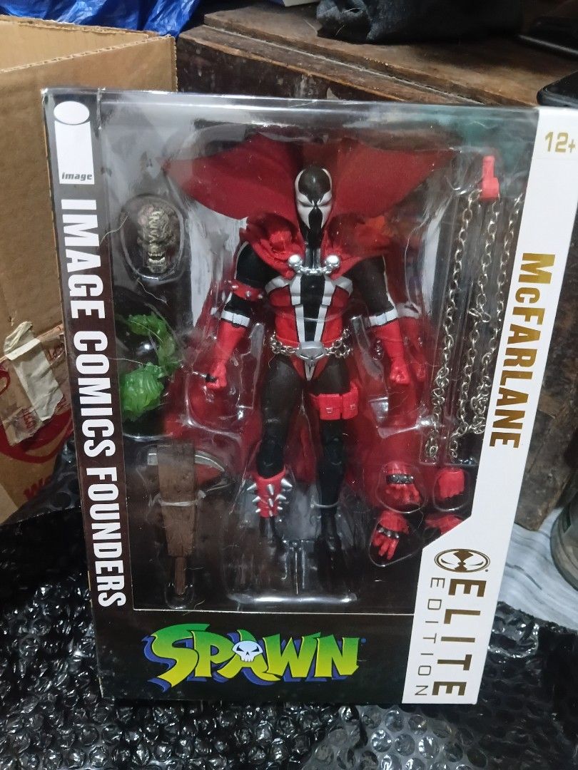 McFarlane Elite Edition Spawn Image Comics Founders Action Figure (Category: Figurines & Statues) located in Manila. Submitted by raymondgwapotlga (Listing ID 1464904921, Image 1). Description: - Item: McFarlane Elite Edition Spawn Action Figure (Image Comics Founders) - Condition: Brand new, unopened box with completely intact plastic window - Inclusions: Iconic red cape, chains, weapons, and extra hands inside packaging - Perfect for: Spawn col