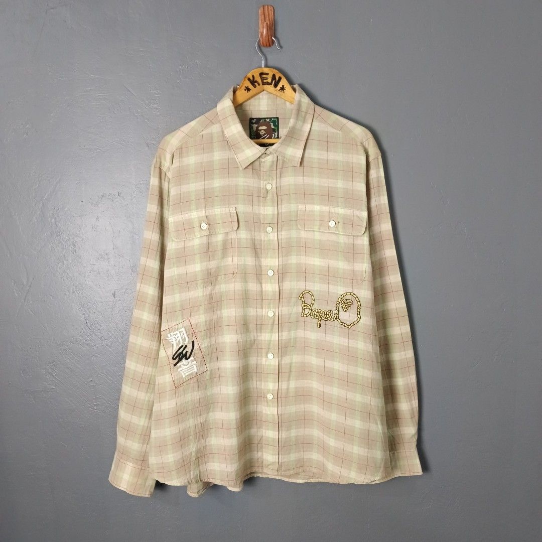 Men's - Bape x Sean Wotherspoon (Category: Tshirts & Polo Shirts ) located in Bacolod City. Submitted by drop.ph (Listing ID 1464802408, Image 2). Description: Bape x Sean Wotherspoon Embroidery Check Shirt Authentic *Oversized *Size XL - 27x30.5, 31.5 Back *Excellent cloth *Loose stitch on shoulder *Price: 3,500php *Add SF if outside Bacolod City.
