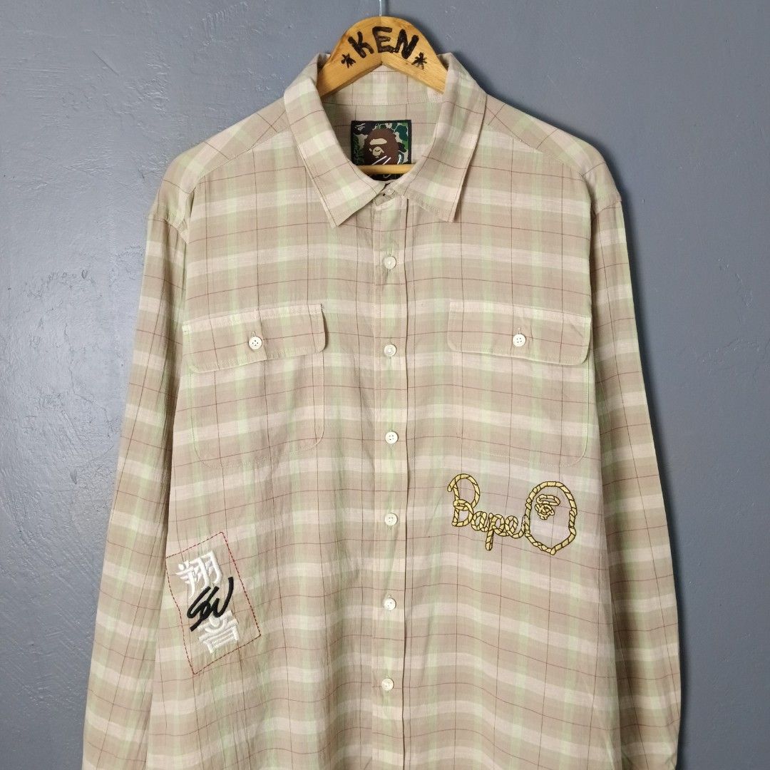 Men's - Bape x Sean Wotherspoon (Category: Tshirts & Polo Shirts ) located in Bacolod City. Submitted by drop.ph (Listing ID 1464802408, Image 1). Description: Bape x Sean Wotherspoon Embroidery Check Shirt Authentic *Oversized *Size XL - 27x30.5, 31.5 Back *Excellent cloth *Loose stitch on shoulder *Price: 3,500php *Add SF if outside Bacolod City.