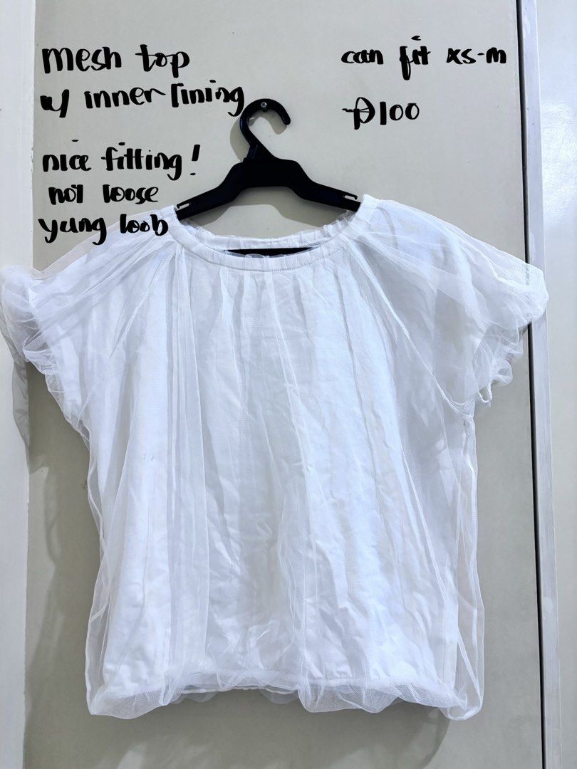 Mesh white top (Category: Blouses) located in Manila. Submitted by hellobarbieeee (Listing ID 1464905321, Image 1). Description: info in pic :) price nego. msg me for inquiries loc: dlsu taft (daily) / bgc (wed,thu) / megamall (mon,tue) mod: lalamove / jnt / meetup.