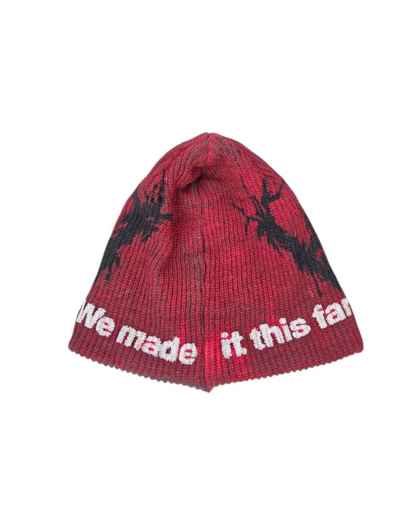 Metal Blood Beanie (Category: Beanies) located in Caloocan City. Submitted by wearystudios (Listing ID 1464873603, Image 3). Description: "METAL BLOOD" BEANIE Worn by Tin of XONARA "Tabi" track visuals 5pcs on hand.