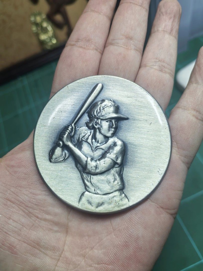 Metal Relief Trophy Insert - Baseball Silver-Tone (Category: Vintage Collectibles) located in Cebu City. Submitted by dudes_villanueva (Listing ID 1464793829, Image 1). Description: Metal Relief Trophy Insert - Baseball Silver-Tone In excellent condition Size: 60mm in diameter.