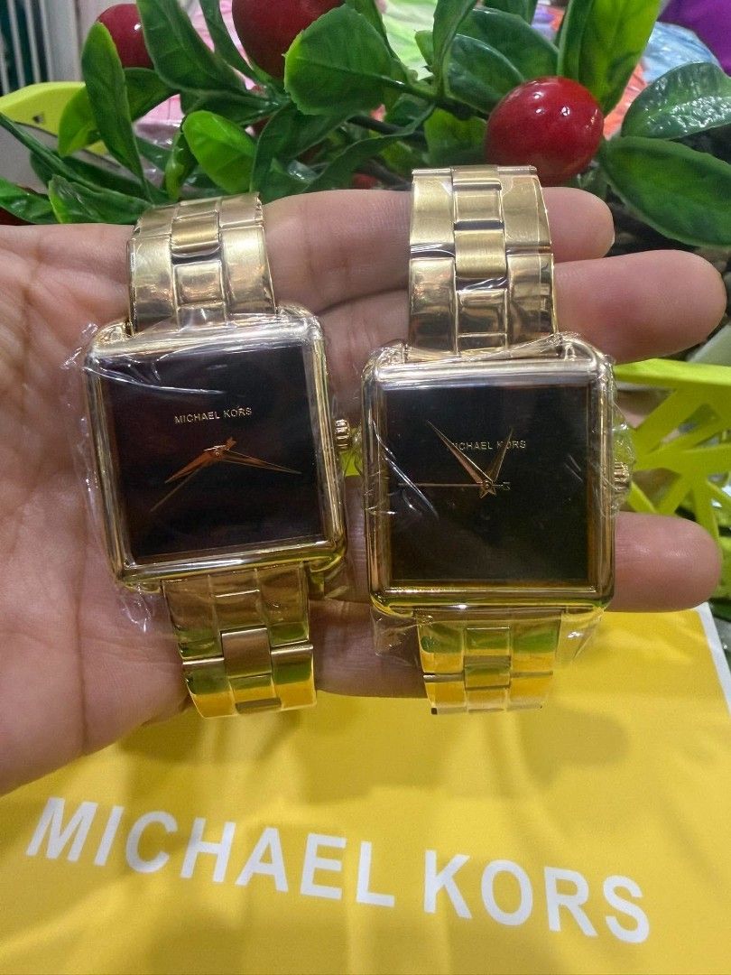 Michael Kors Gold Square Watch Pair (Category: Women's Watches) located in Mandaue City. Submitted by mariaangel25 (Listing ID 1464856470, Image 2). Description: MK SQUARE WATCHES ⌚✨‼️ 💫PAWNABLE IN SELECTED PAWNSHOP💫 ✅ Authentic Quality & Brand new ✅Japan Movement ✅Battery Operated ✅ Complete inclusion: ✅Paper bag,Hard box and Manual ✅Actual picture na po ✅️ Sold per piece ‼️PAYMENT FIRST POLICY‼️ ☑️ Pay now. Ship later.