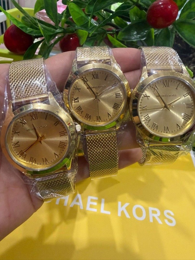 Michael Kors Gold Watch (Category: Women's Watches) located in Mandaue City. Submitted by mariaangel25 (Listing ID 1464851988, Image 2). Description: MK ADJUSTABLE WATCHES ⌚✨ 💫PAWNABLE IN SELECTED PAWNSHOP💫 ✅ Authentic Quality & Brand new ✅Japan Movement ✅Battery Operated ✅ Complete inclusion: ✅Paper bag,Hard box and Manual ✅Actual picture na po ✅️Sold per piece ‼️PAYMENT FIRST POLICY‼️ ☑️ Pay now. Ship later.