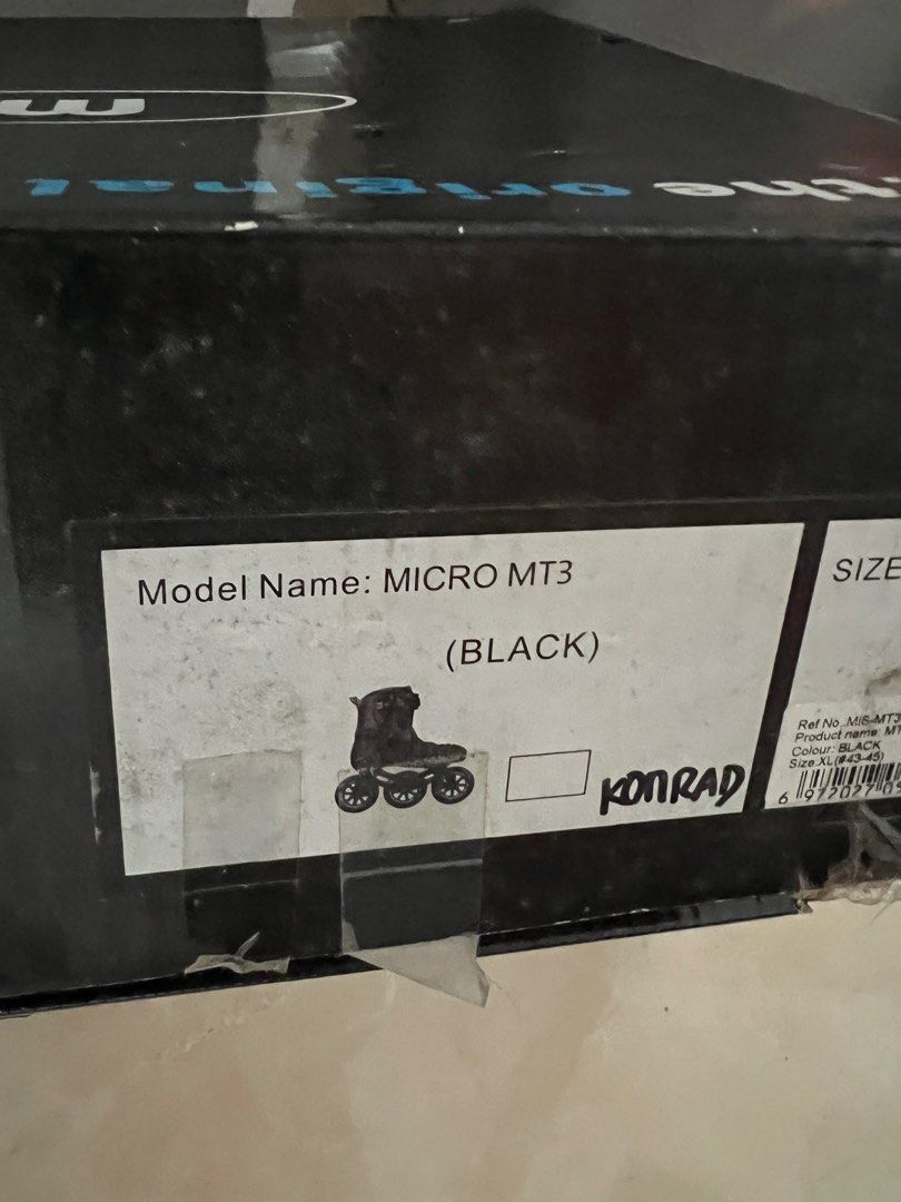 Micro MT3 Black Inline Skates (Category: Skates, Rollerblades & Scooters) located in Manila. Submitted by noblecrystal_ff870c (Listing ID 1464860136, Image 3). Description: - Brand: Micro MT3 Inline Skates - Color: Sleek Black - Size: XL (fits EU 43-45) - Setup: 3-wheel configuration with 110mm wheels - Closure: Hard shell cuff with secure laces and ratchet buckles - Condition: Comes with original box, packed and ready for pickup.