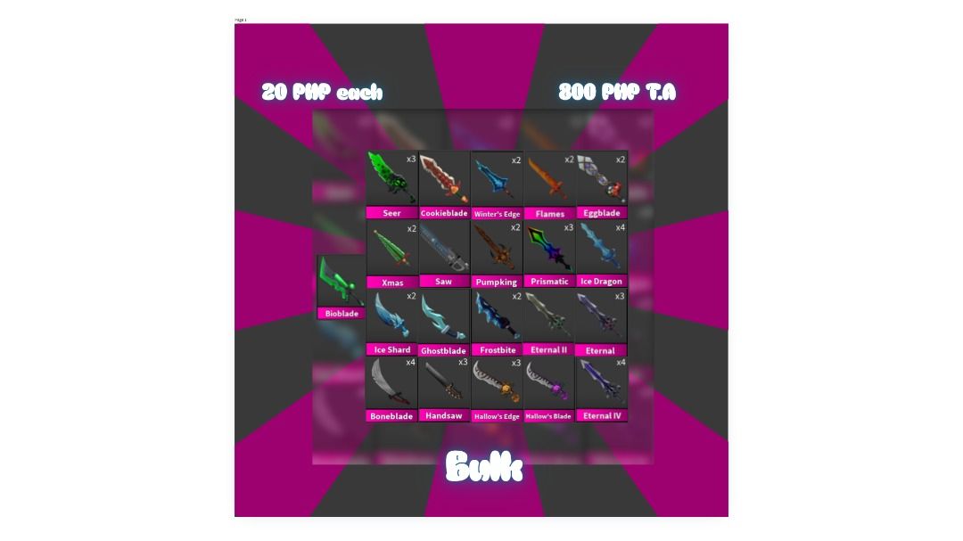 MM2 Godlys (Category: In-Game Products) located in Caloocan City. Submitted by m.ceee (Listing ID 1464822707, Image 1). Description: 20 PHP ONLY! 800 PHP TAKE ALL! Limited Stock! Still Available as of September, 2026 →DM for FAST NOTICED →MOP: GCASH / MARIBANK →FIXED PRICE →NO REFUND ONCE ITEMS ARE RECIEVED AVAIL: TUE-THU-SUN = 8AM-10PM.