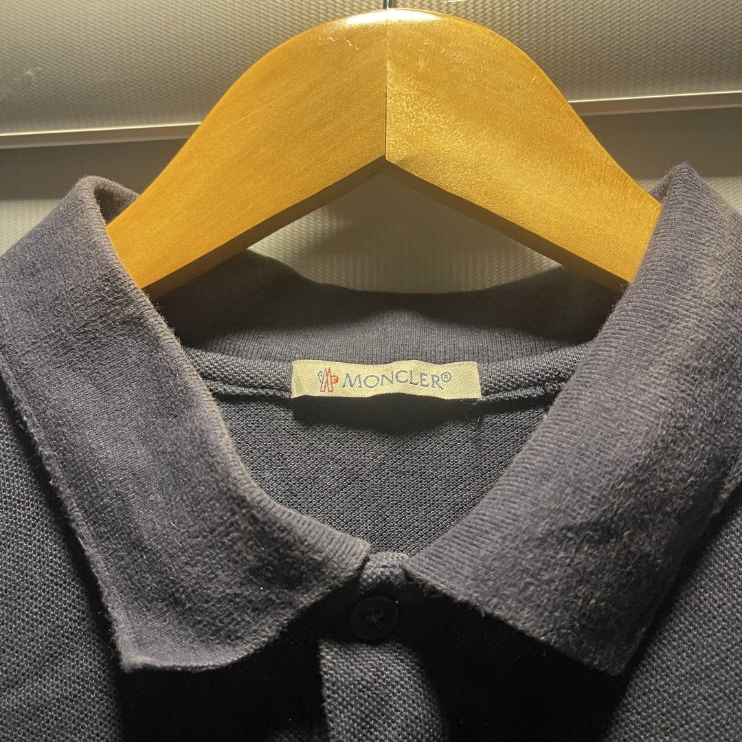 Moncler Men’s Polo. (Category: Activewear) located in Butuan. Submitted by rittzfinds_8600 (Listing ID 1464908220, Image 3). Description: Condition: Good Flaws: Fold Neck Line & Needwash Size: Large Dimensions: 22x28 Color rate: 8.9/10.